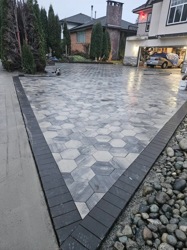 Finished paver patio after the build